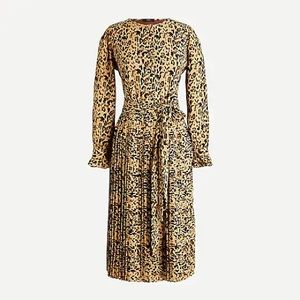Jcrew long sleeve pleated leopard dress NWT